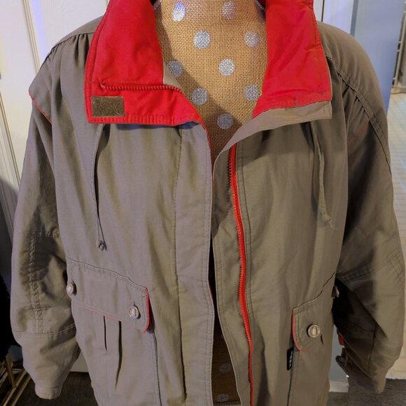 VTG 90's women's IZZI winter jacket orange/tan , size-large - Picture 7 of 9